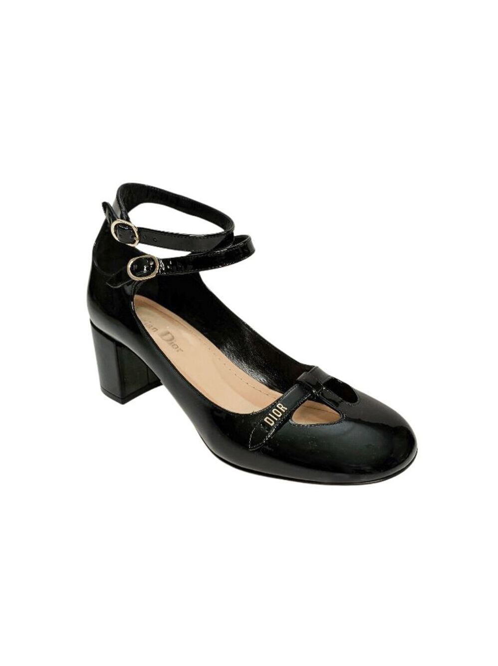 Christian Dior Aime Black Patent Mary Jane Ballet Pumps EU 36 US 6 Block Heels